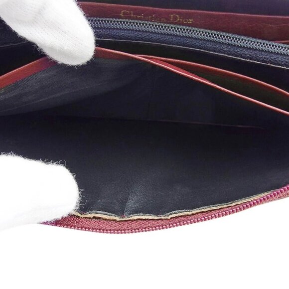 Dior Long Wallet Bordeaux Leather Authentic Used - Picture 9 of 10
